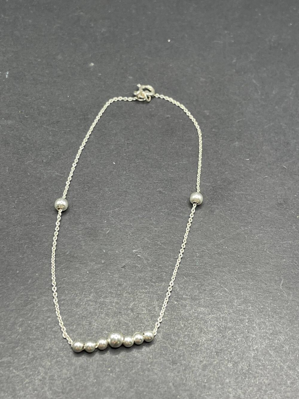 925 Sterling Silver Beaded Chain Bracelet 1.73g Delicate Link Jewelry